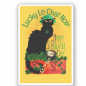 Le Chat Noir Clover St. Patrick's Day Aufkleber (Vorderseite)