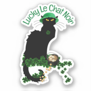 Le Chat Noir Clover St. Patrick's Day Aufkleber