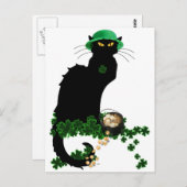 Le Chat Noir Clover St. Patrick's Day Postkarte (Vorne/Hinten)