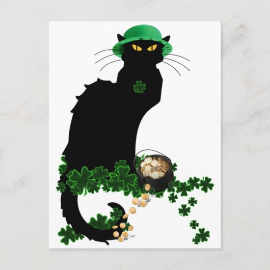 Le Chat Noir Clover St. Patrick's Day Postkarte (Vorderseite)