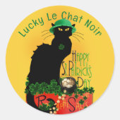 Le Chat Noir Clover St. Patrick's Day Runder Aufkleber (Vorderseite)