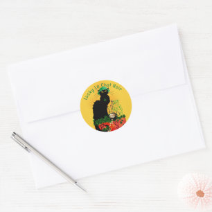 Le Chat Noir Clover St. Patrick's Day Runder Aufkleber