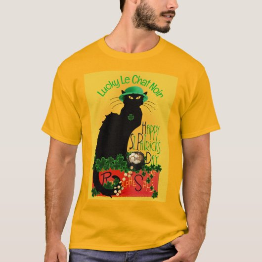 Le Chat Noir Clover St. Patrick's Day T-Shirt (Vorderseite)