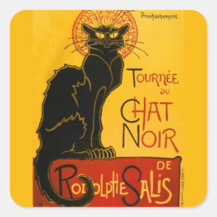 Le Chat Noir Die schwarze Katze Art Nouveau Vintag Quadratischer Aufkleber