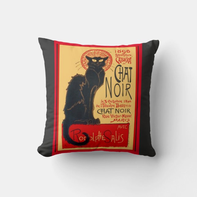 Le Chat Noir, die Schwarze Katze, Kunstkissen Kissen (Vorderseite)