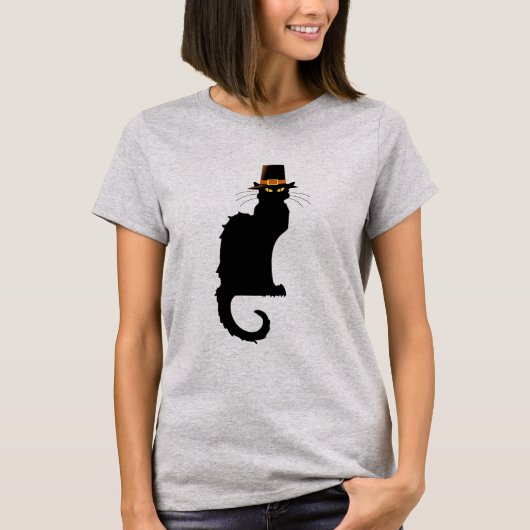 Le Chat Noir Erntedank Pilgrim Hat T-Shirt (Vorderseite)