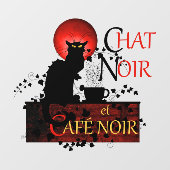 Le Chat Noir et Café Noir Fensteraufkleber (Blatt)