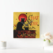 Le Chat Noir et Café Noir Quadratische Wanduhr (Zuhause)
