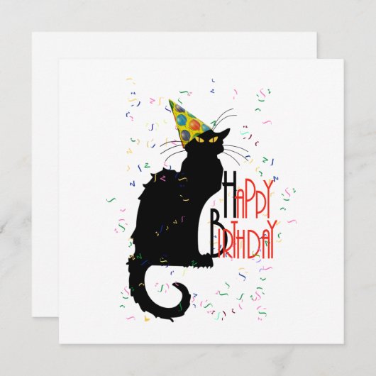 Le Chat Noir - GLÜCKLICHER GEBURTSTAG! Einladung (Vorne/Hinten)