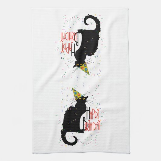 Le Chat Noir - GLÜCKLICHER GEBURTSTAG! Handtuch (Vertikal)