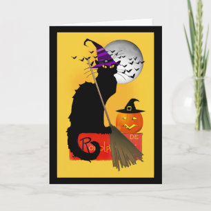 Le Chat Noir Halloween Hexe Karte