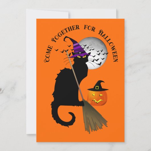 Le Chat Noir Halloween Witch Einladung (Vorderseite)