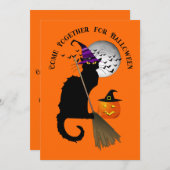 Le Chat Noir Halloween Witch Einladung (Vorne/Hinten)