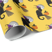 Le Chat Noir Halloween Witch Geschenkpapier (Rolleneckpunkt)