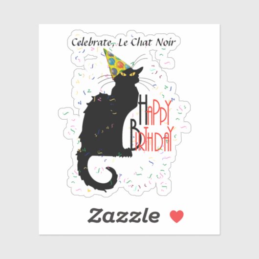 Le Chat Noir Happy Birthday Aufkleber (Blatt)