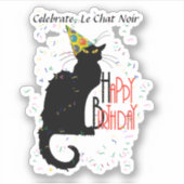 Le Chat Noir Happy Birthday Aufkleber (Vorderseite)