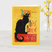 Le Chat Noir Happy Birthday Karte (Gelbe Blume)