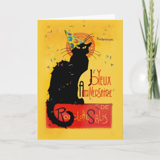 Le Chat Noir Happy Birthday Karte (Vorderseite)