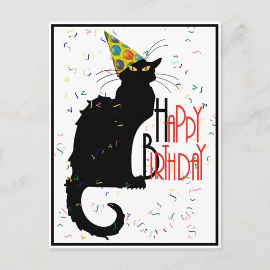 Le Chat Noir Happy Birthday Postkarte (Vorderseite)