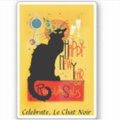 Le Chat Noir Happy New Year Aufkleber (Vorderseite)