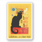 Le Chat Noir Happy New Year Party Aufkleber (Vorderseite)