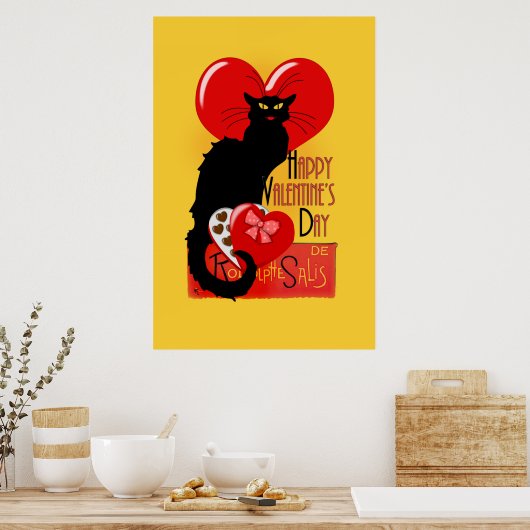 Le Chat Noir - Happy Valentine's Day Poster (Küche)