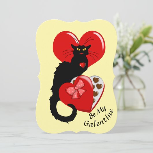 Le Chat Noir Heart Candy Valentine's Day Einladung (Stehend Vorderseite)
