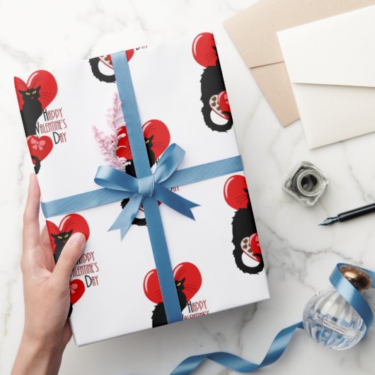 Le Chat Noir Heart Candy Valentine's Day Geschenkpapier (Schenken)