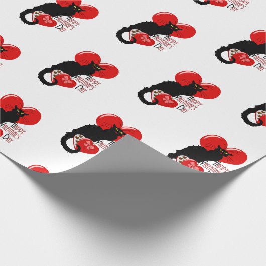 Le Chat Noir Heart Candy Valentine's Day Geschenkpapier (Ecke)