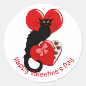 Le Chat Noir Heart Candy Valentine's Day Runder Aufkleber (Vorderseite)