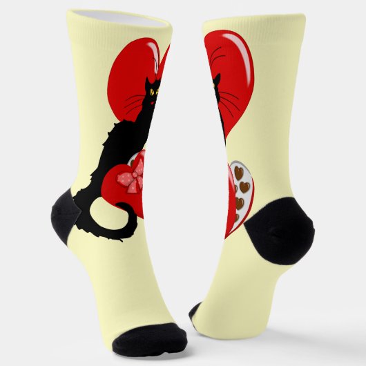 Le Chat Noir Heart Candy Valentine's Day  Socken (Gewinkelt)