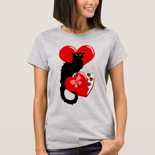 Le Chat Noir Heart Candy Valentine's Day T-Shirt (Vorderseite)