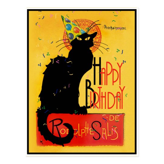 Le Chat Noir Herzlichen Gluckwunsch Zum Geburtst Postkarte Zazzle De