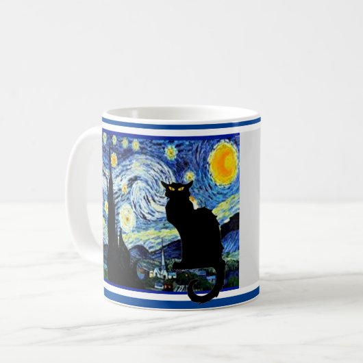 Le Chat Noir in Starry Night Kaffeetasse (Vorderseite Links)