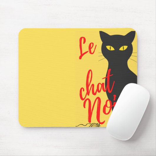 Le Chat Noir Modernes Rot und Gelb Mousepad (Mit Mouse)