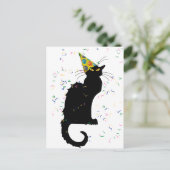 Le Chat Noir Party Hat Confetti Celebration Postkarte (Stehend Vorderseite)