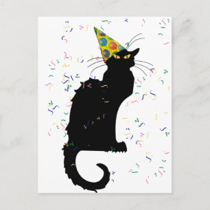 Le Chat Noir Party Hat Confetti Celebration Postkarte