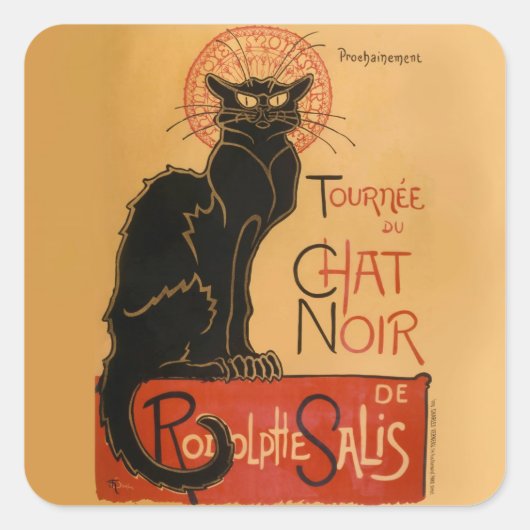 Le Chat Noir Quadratischer Aufkleber (Vorderseite)