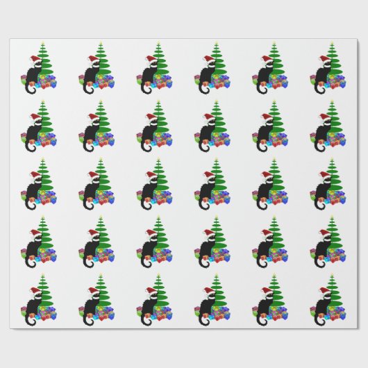 Le Chat Noir Santa Hat Christmas Geschenkpapier (Flach)