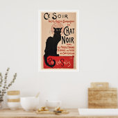 Le Chat Noir Schwarze Katze Vintage-Werbeplakat Poster (Küche)