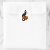 Le Chat Noir Thanksgiving and Pilgrim Turkey Runder Aufkleber (Tasche)