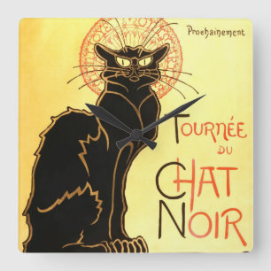 Le chat noir, ursprüngliche Anschlagtafel Quadratische Wanduhr