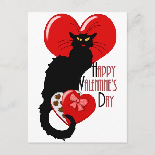 Le Chat Noir Valentine Feiertagspostkarte (Vorderseite)