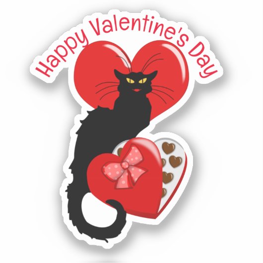 Le Chat Noir Valentine's Day Aufkleber (Vorderseite)