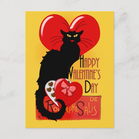 Le Chat Noir Valentine's Day Feiertagspostkarte (Vorderseite)