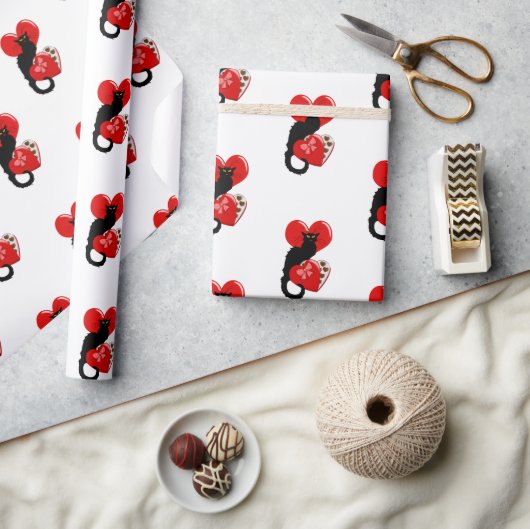Le Chat Noir Valentine's Day Geschenkpapier (Kunsthandwerk)