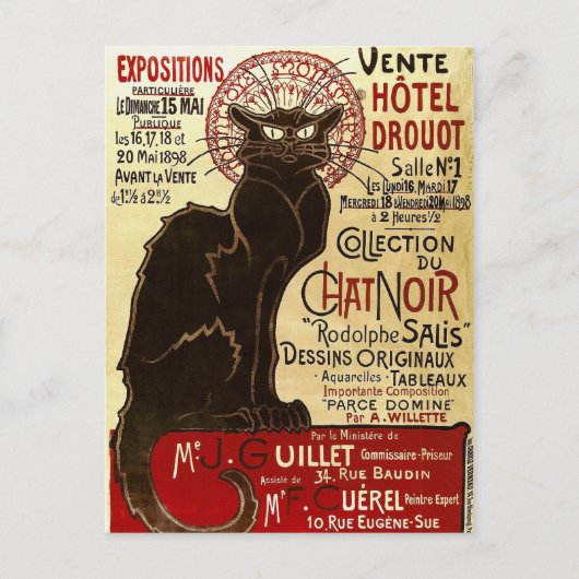 Le Chat Noir, Vente Hôtel Drouot Kunstkunst Postkarte (Vorderseite)