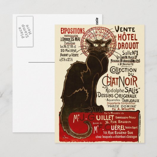 Le Chat Noir, Vente Hôtel Drouot Postkarte (Vorne/Hinten)