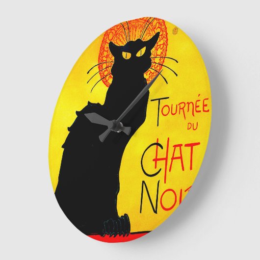 Le Chat Noir Vintag Große Wanduhr (Winkel)