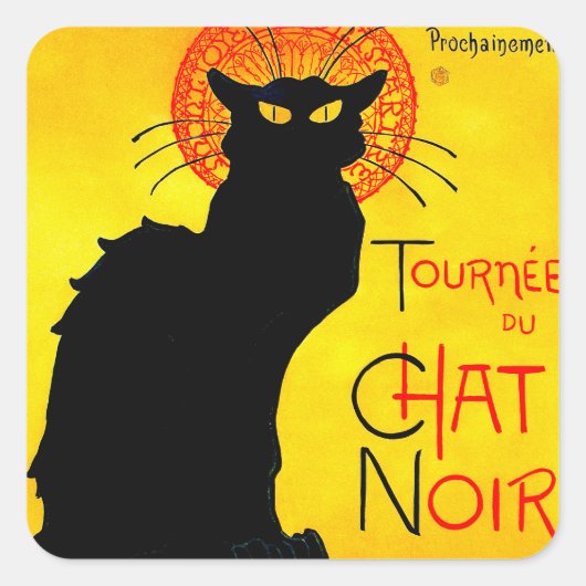 Le Chat Noir Vintag Quadratischer Aufkleber (Vorderseite)